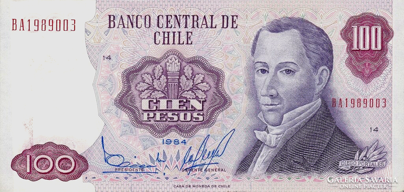 Chile 100 pesos 1984 oz