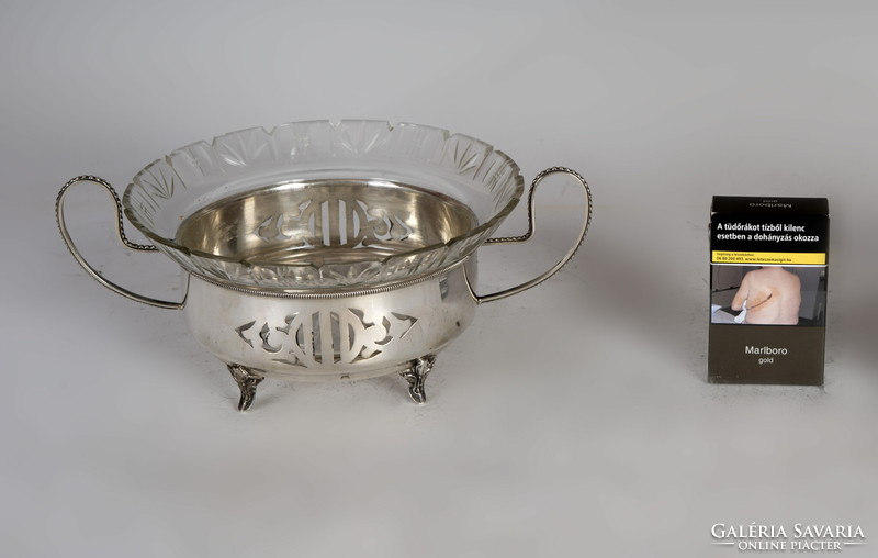 Silver glass table center / tray with openwork pattern (11950)