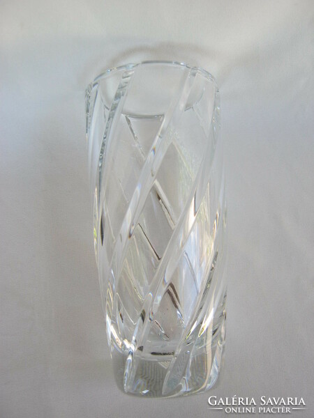 Retro ... Thick heavy glass vase with twisted pattern
