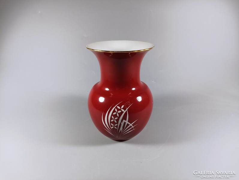 Herend, red esterházy patterned vase 15 cm., Flawless! (B113)