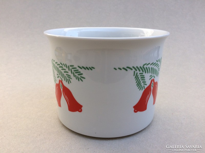 Retro Zsolnay porcelain Christmas pattern caspo old flowerpot red bell pattern