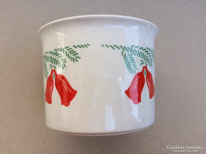 Retro Zsolnay porcelain Christmas pattern caspo old flowerpot red bell pattern