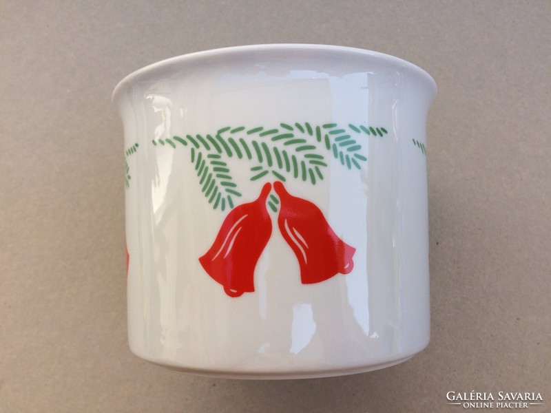 Retro Zsolnay porcelain Christmas pattern caspo old flowerpot red bell pattern