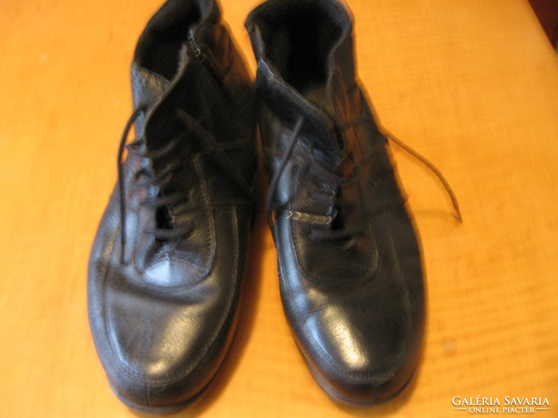 Dear black leather fur ankle shoes 37