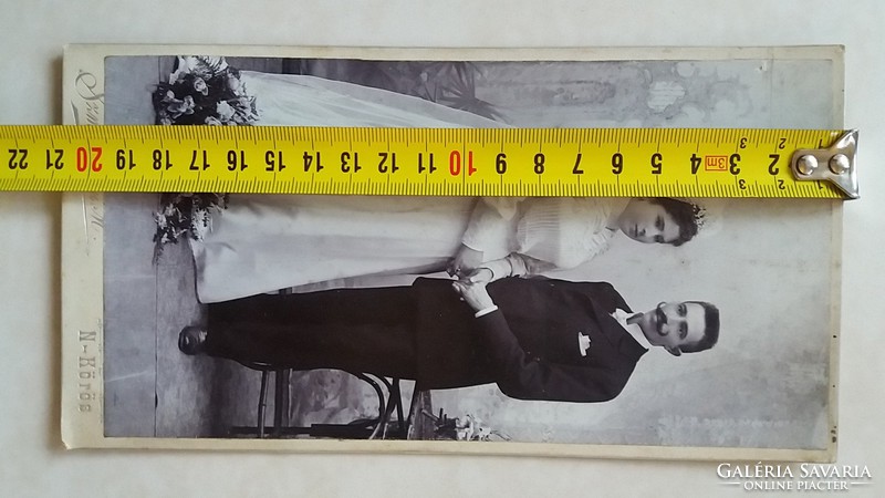 Antik esküvői fotó Szmrecsányi Miklós fotográfus Nagykőrös műtermi fénykép menyasszony vőlegény kép