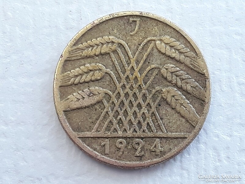 Németország 10 Rentenpfennig 1924 J verdejel érme - Német 10 Reich Pfennig 1924 külföldi pénzérme