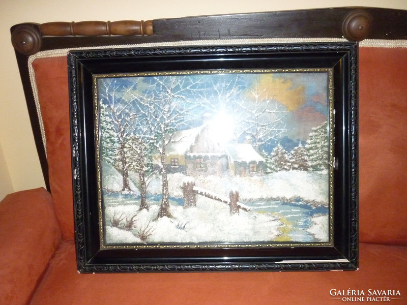 Winter picture in an antique frame