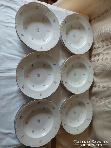 Antique drasche 6-person set of plates in display case condition, collector's rarity