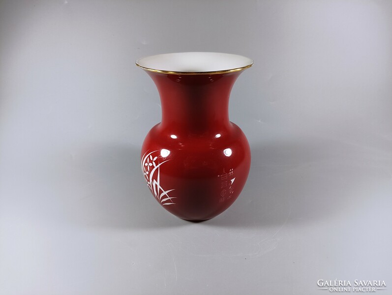 Herend, red esterházy patterned vase 15 cm., Flawless! (B113)