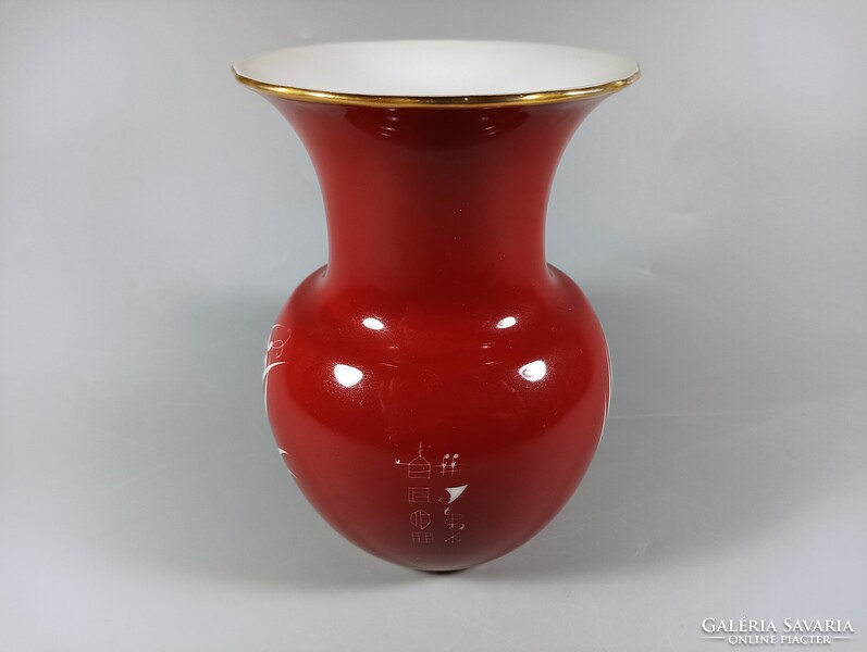 Herend, red esterházy patterned vase 15 cm., Flawless! (B113)