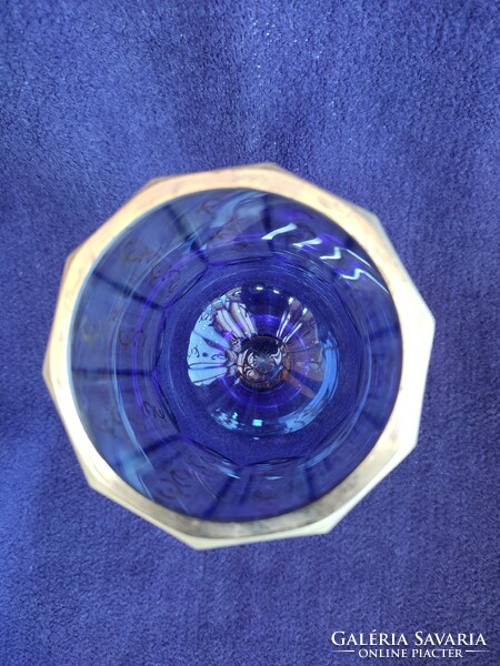 Blue glass goblet ranft, bohemia