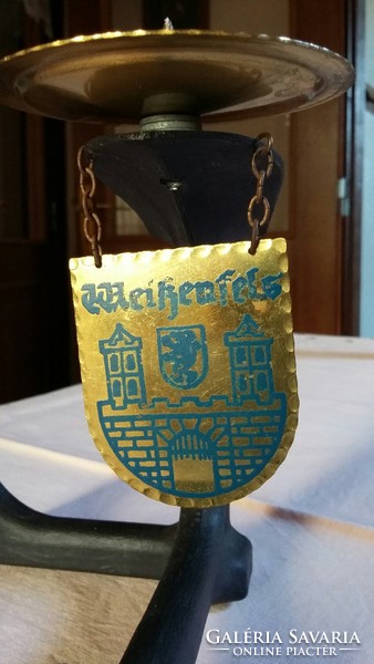 Fém kaptafa alakú gyertyatartó Weissenfels (Németország) város címerével