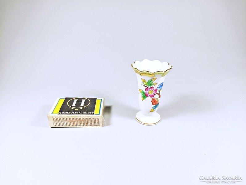 Herendi, victoria (vbo) model miniature vase 6 cm., Flawless! (B114)