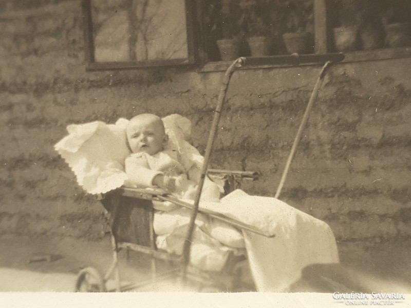 Old children's photo 1952 vintage mini photo stroller image