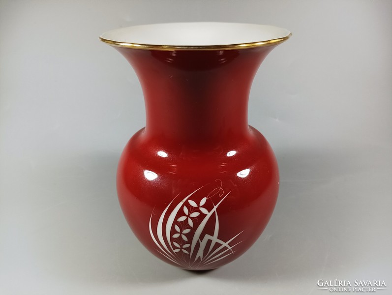 Herend, red esterházy patterned vase 15 cm., Flawless! (B113)