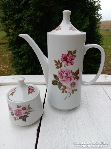Alföldi porcelain_ pink coffee pot with sugar holder