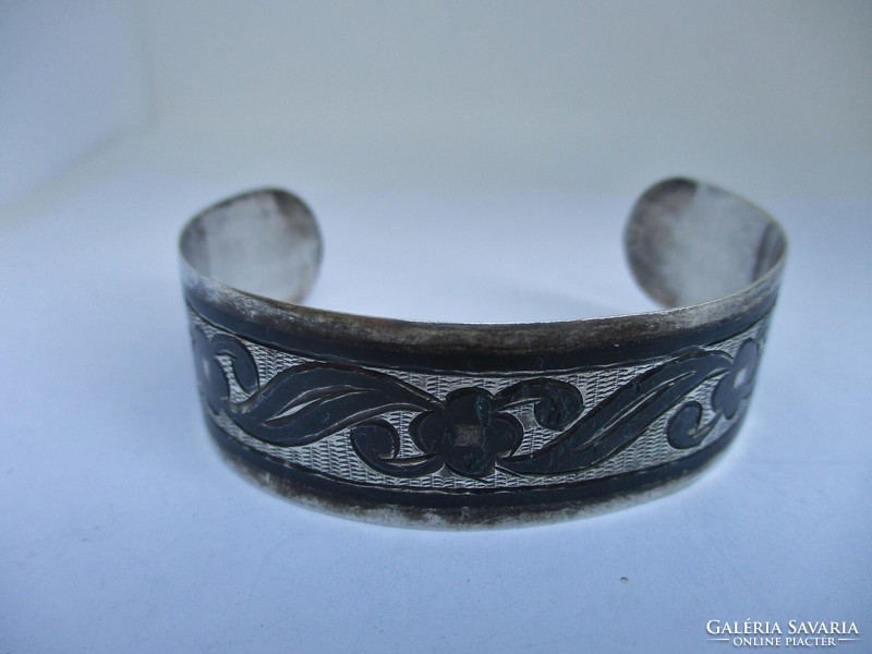 Beautiful old Russian floral niello silver bracelet