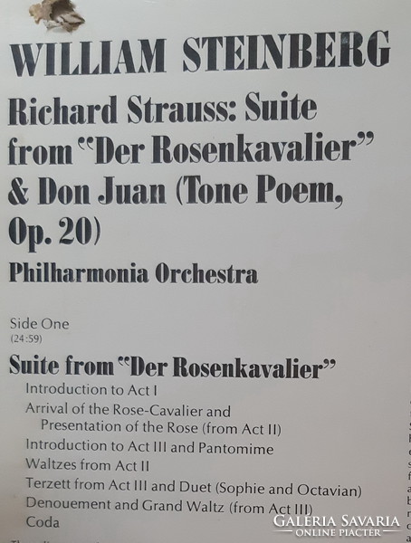 WILLIAM STEINBERG DIRIGÁL :  STRAUSS RÓZSALOVAG SZVIT  LP BAKELIT LEMEZ VINYL