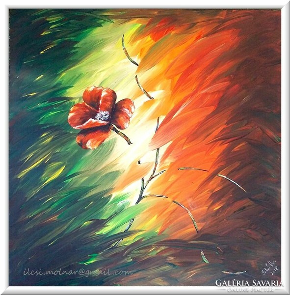 Molnár Ilcsi  " Virág, el  a fénytől ... " című munkám - akril festmény