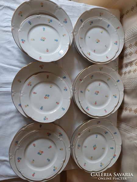Antique drasche 6-person set of plates in display case condition, collector's rarity