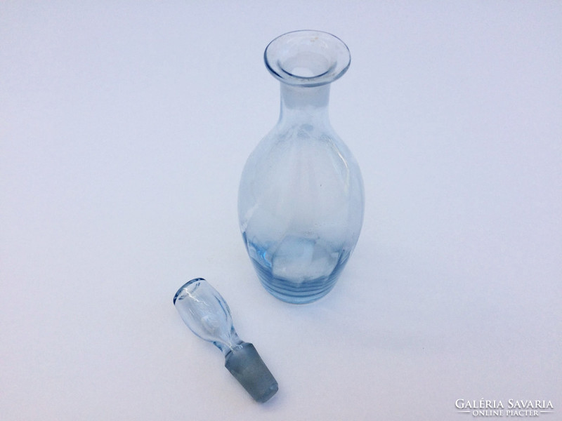Old drinking bottle with cork, blue liqueur brandy bottle 24 cm
