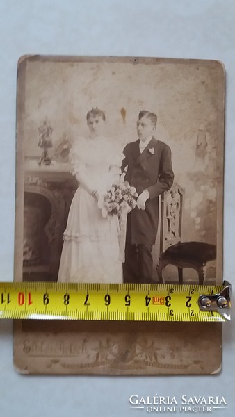 Antik esküvői fotó Elbl és Pietsch fotográfus Budapest műtermi fénykép menyasszony vőlegény kép