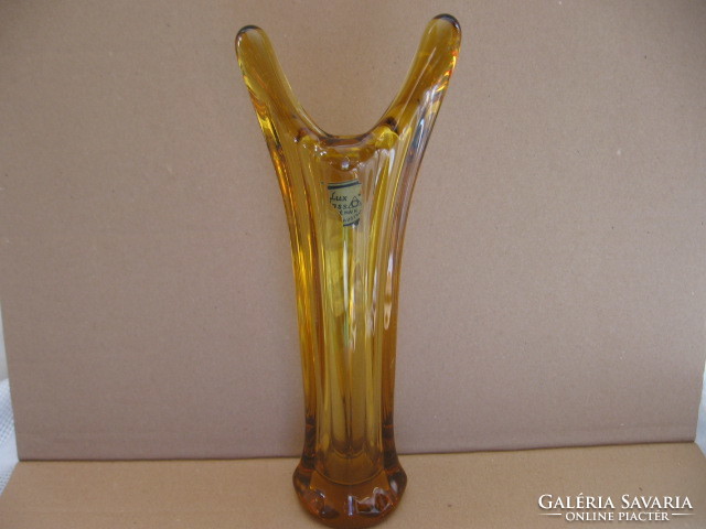 Art deco amber art vase lux glass austria