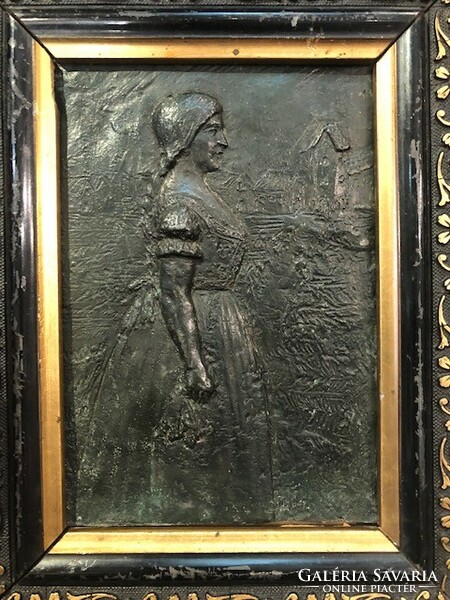 Bronz falikép, 15 x 10 cm-es nagyságú , magyar művész.