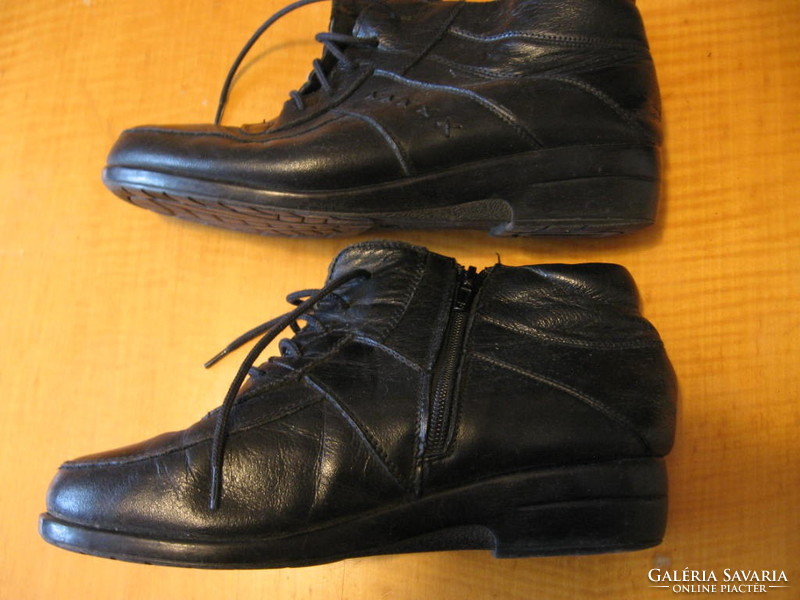 Dear black leather fur ankle shoes 37