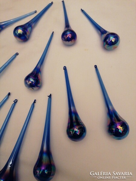 12 drop-shaped blown glass ornaments