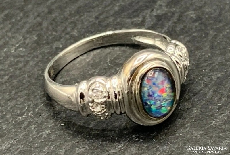 Opal gem/sterling silver ring, 925 - new 54 mère