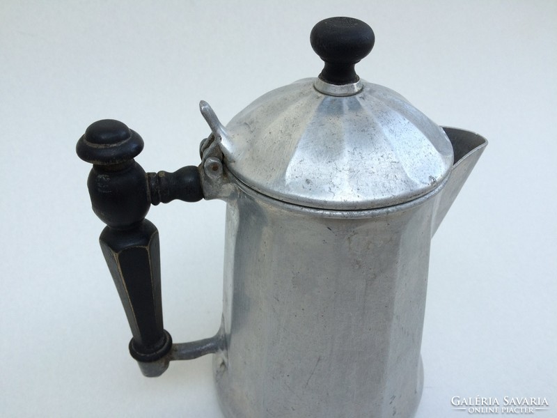 Régi antik 1917 jelzett teáskanna kávés kanna fa fogantyús vintage kiöntő