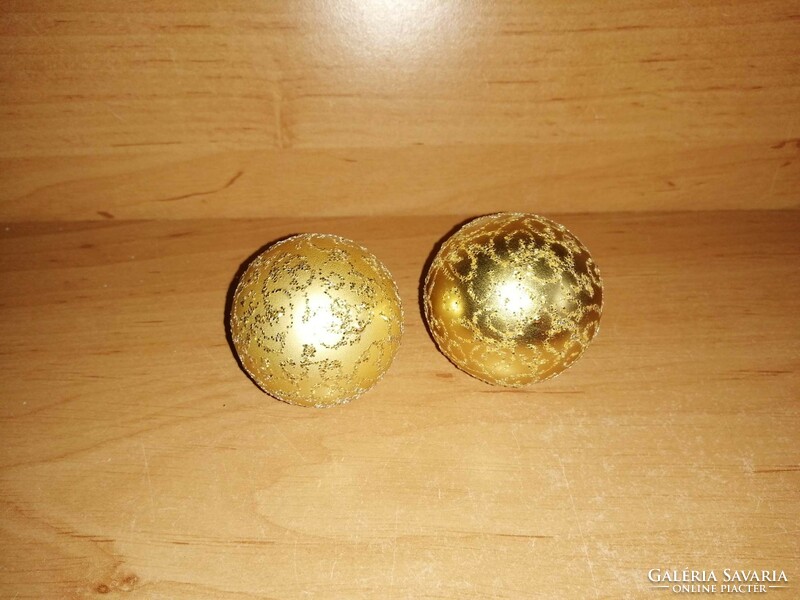 Retro üveg arany színű gömb karácsonyfadísz párban 4,5 cm