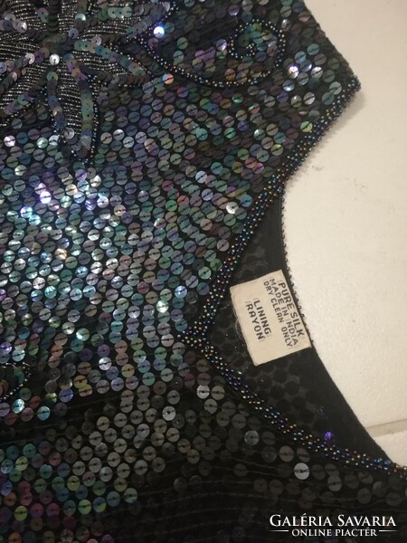Gorgeously shiny, special cut, beautiful sequined Indian casual top from grandma's wardrobe
