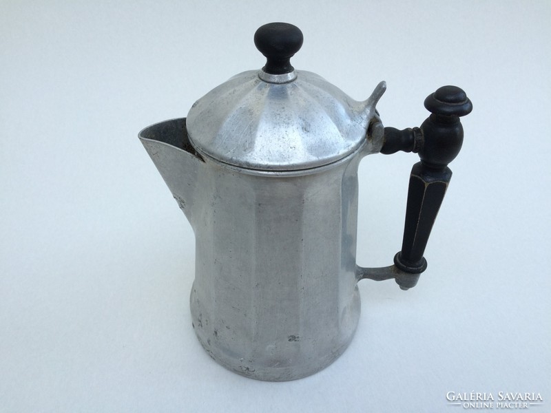 Régi antik 1917 jelzett teáskanna kávés kanna fa fogantyús vintage kiöntő