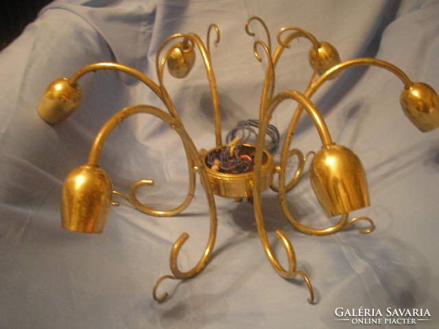 Antique chandelier, golden metal with 6 branches, for sale to be restored