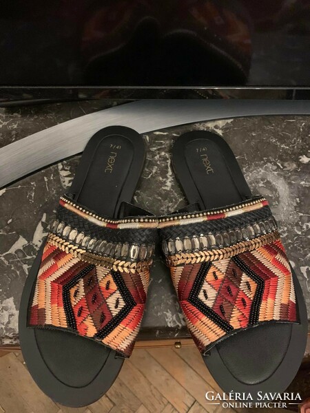 Embroidered, next slippers with stones size 41
