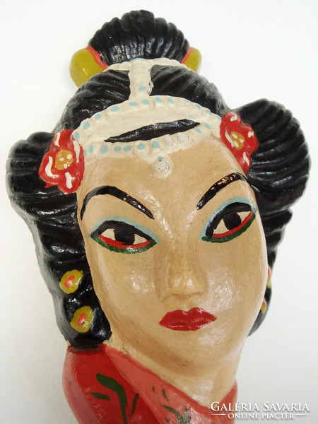 Régi keleties női fej retro falidísz 20 cm