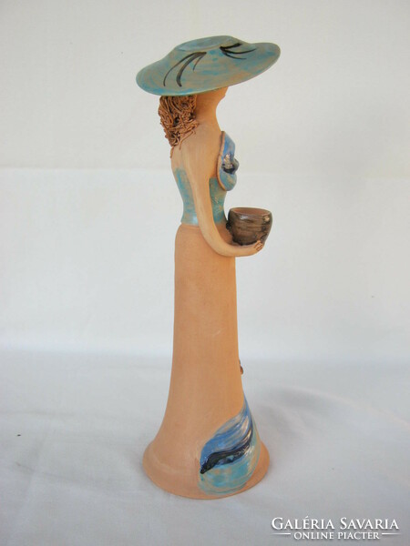 Katalin Szódi large ceramic girl in a hat 30 cm