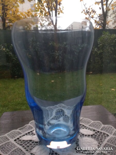 Ritka Bohemia kék crystalex váza