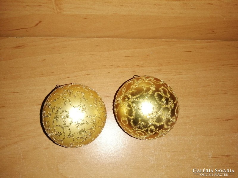 Retro üveg arany színű gömb karácsonyfadísz párban 4,5 cm