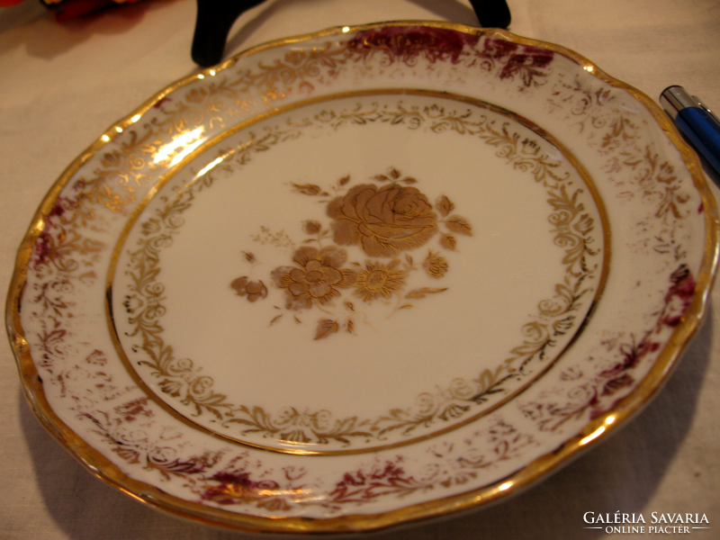 Arany rózsás antik cseh tányér Karlsbad Original decor