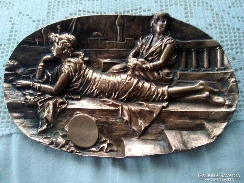 Art Nouveau copper mural - business card holder, the resting patricians of the Roman Empire!