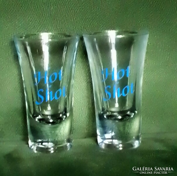 Két likőrös üveg pohár kupica Hot Shot felirattal, Galliano likőrhöz, kávés koktélhoz