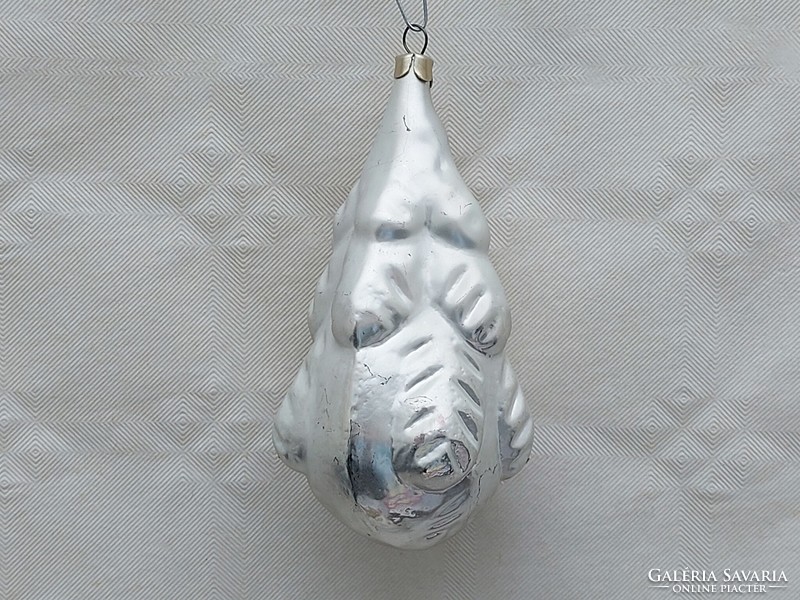 Old glass Christmas tree ornament silver pine tree glass ornament