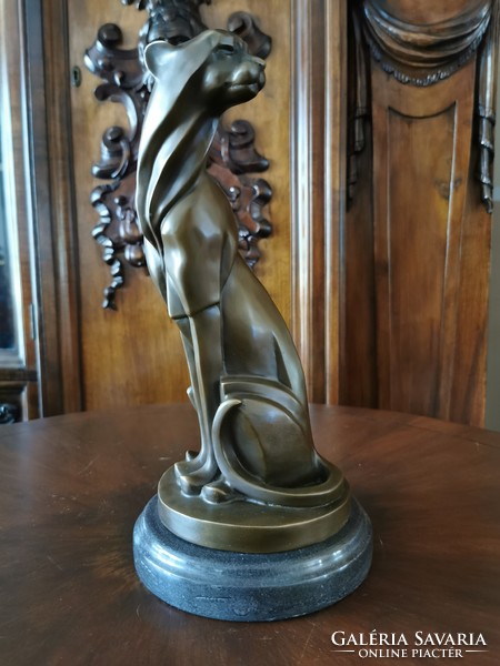 Art deco panther figure - bronze statue