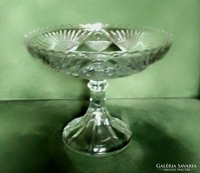 Old art deco crystal-type molded glass fruit bowl sandwich cookie table centerpiece