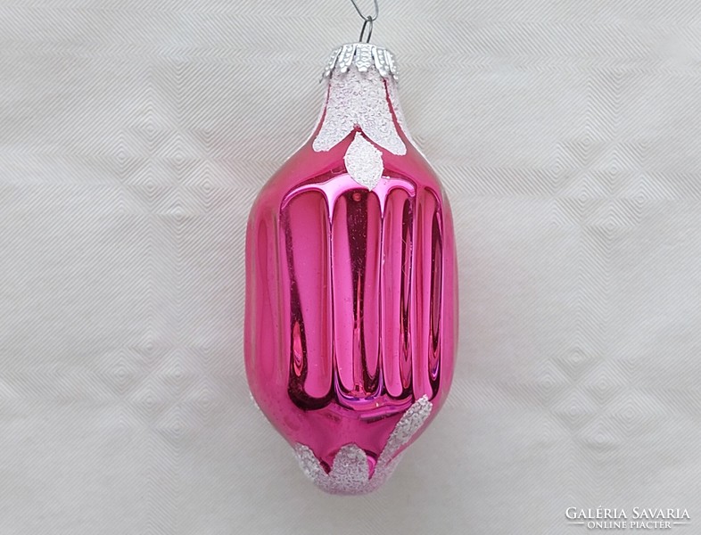 Régi üveg karácsonyfadísz pink lampion üvegdísz