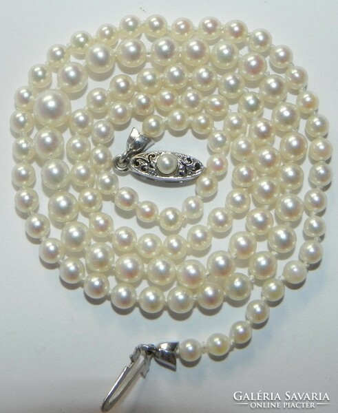 Antique 14k white gold sos water pearl string necklace