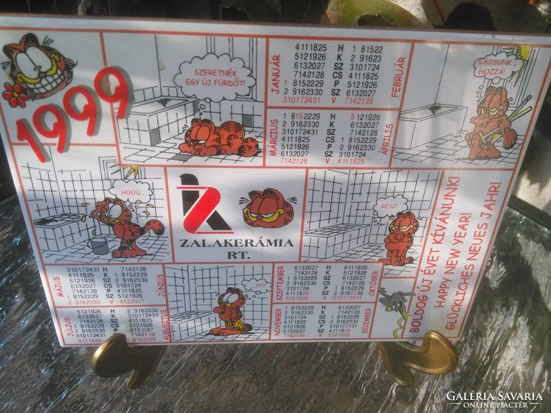 1999 Annual calendar, printed on tile with Garfield